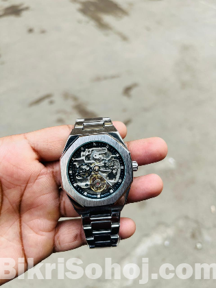 Forsining Casual Automatic Watch 3D Diamond Skeleton